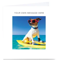 Card Factory Personalised Card - Surfing Dog In Shades