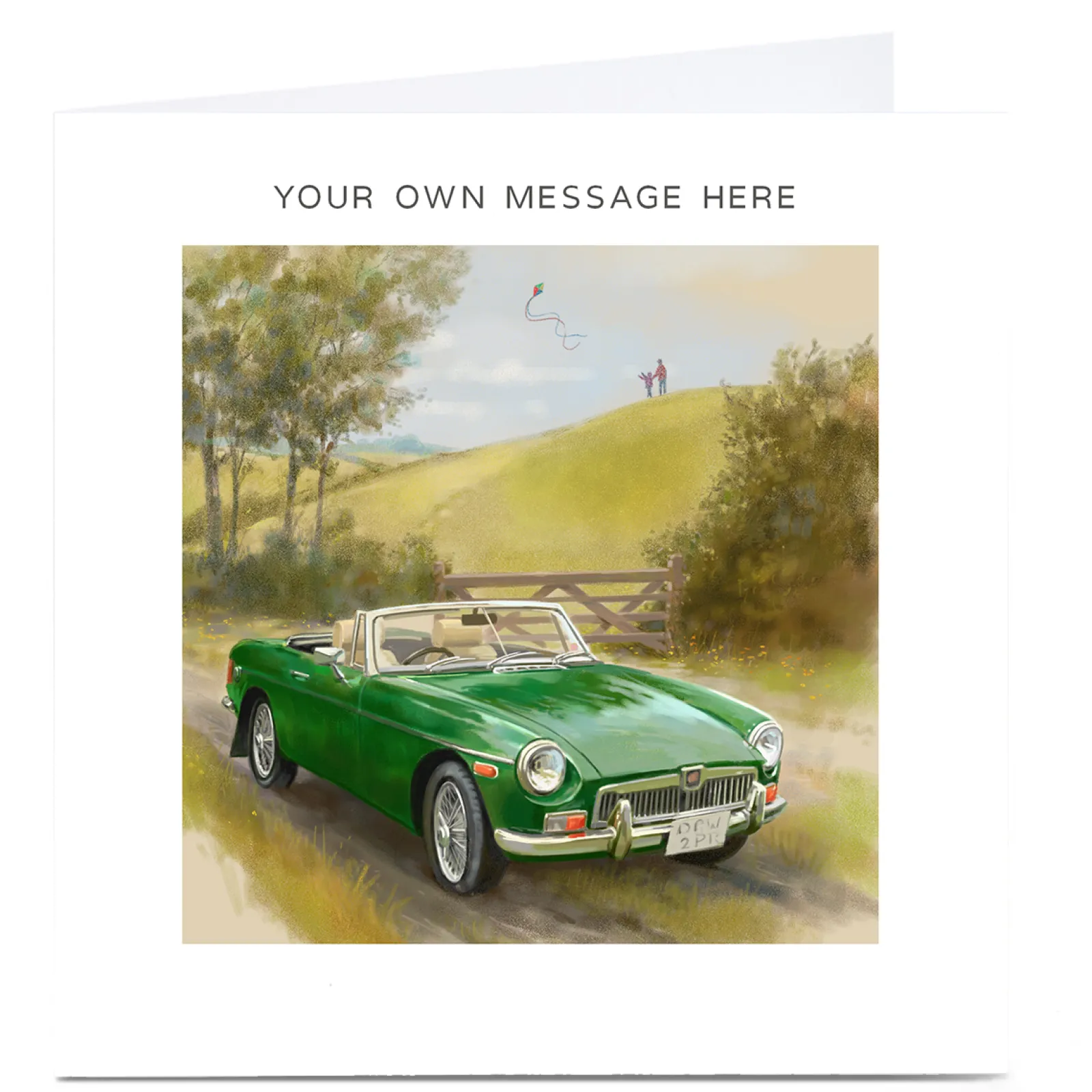 Card Factory Personalised Card - Vintage Green Car
