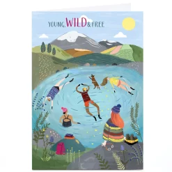 Outlet Personalised Card - Young, Wild & Free For Friend|Male Friend