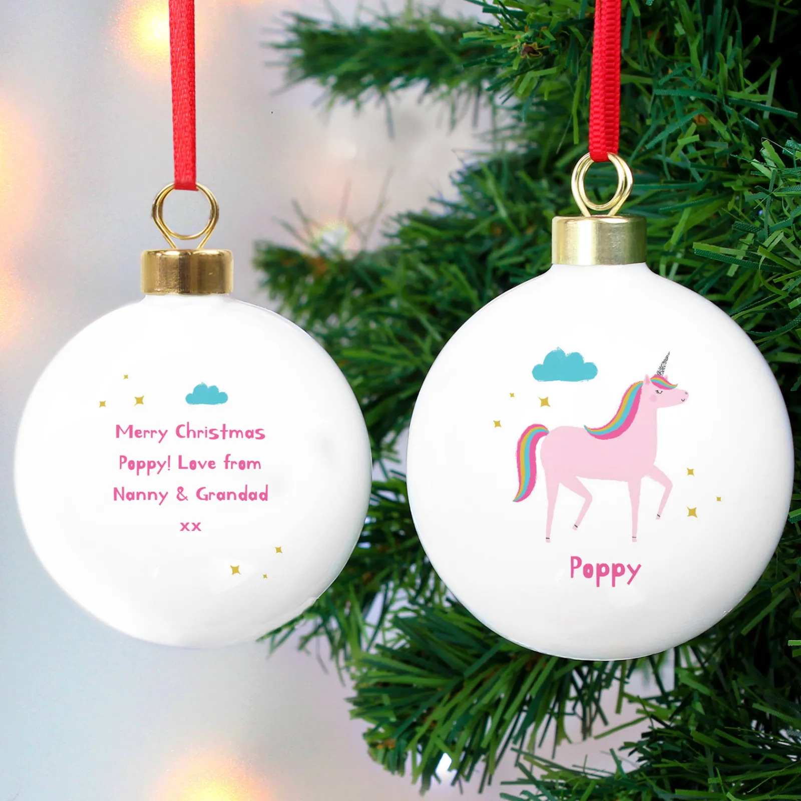 Kids Card Factory Personalised Ceramic Bauble - Unicorn