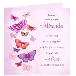 Hot Personalised Charity Birthday Card - Butterflies Verse For Sister|Premium Square