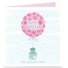 Kids Card Factory Personalised Charity Birthday Card - Pink Balloon & Gifts