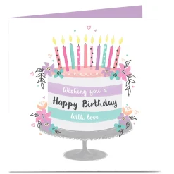 Outlet Personalised Charity Birthday Card - Pastel Cake & Candles For Mum|For Grandma