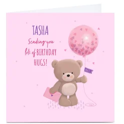 Clearance Personalised Charity Hugs Bear Birthday Card - Lots Of Birthday Hugs Kids For Wife|For Sister