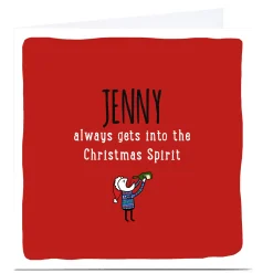 Card Factory Personalised Cheeky Christmas Card - Christmas Spirit