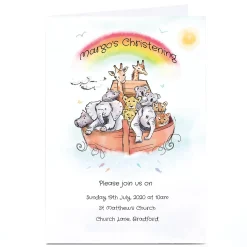 Online Personalised Christening Invitation Card - Noah's Ark Invitations|Christening