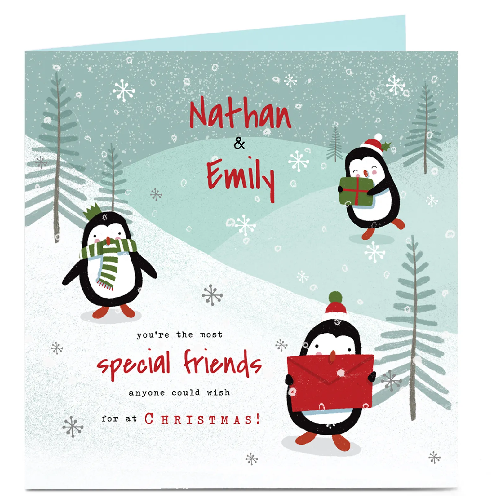 Card Factory Personalised Christmas Card - Penguins, Special Friends