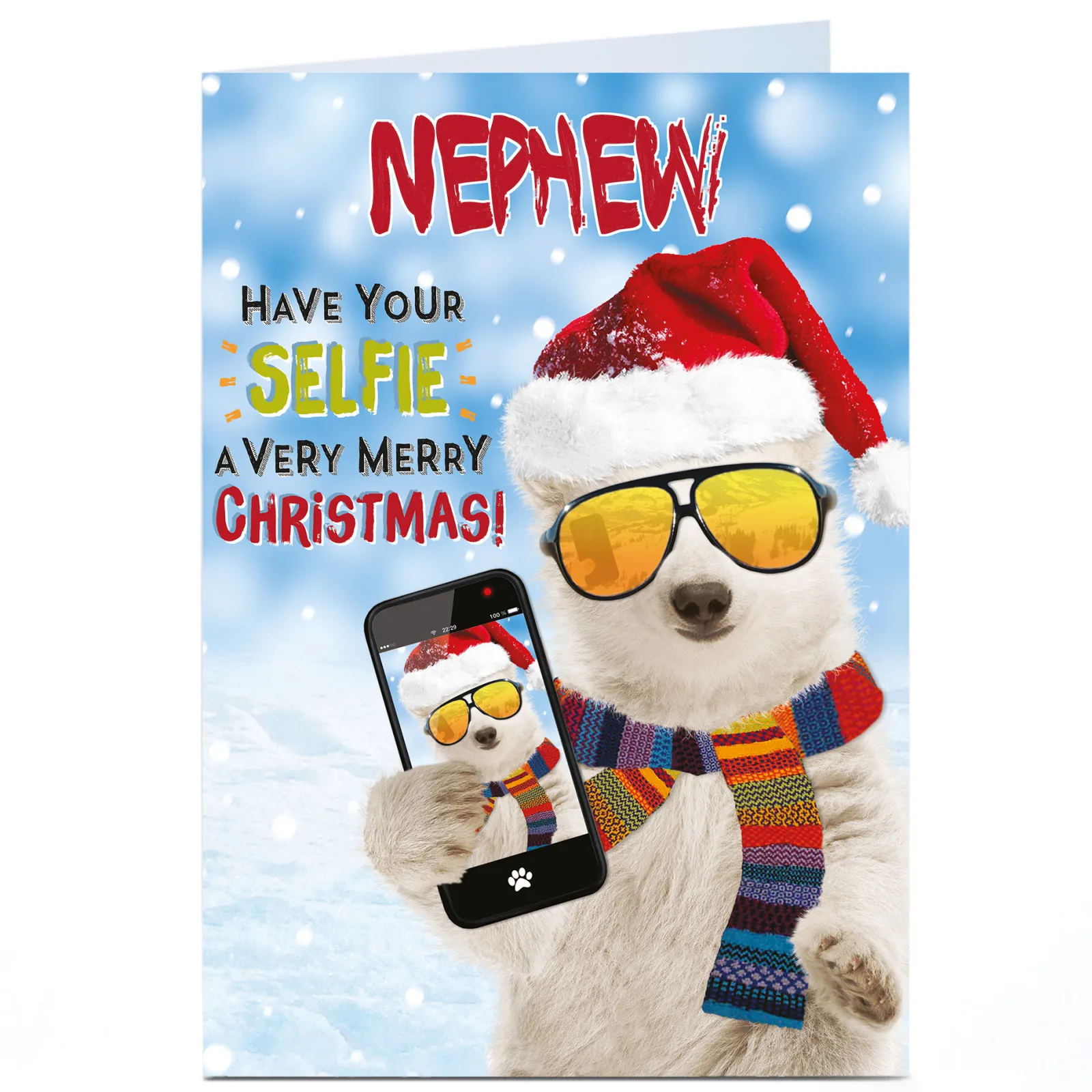 Card Factory Personalised Christmas Card - Have Your Selfie A Merry Christmas - Nephew