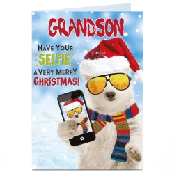 Sale Personalised Christmas Card - Have Your Selfie A Merry Christmas - Grandson Funny|Christmas