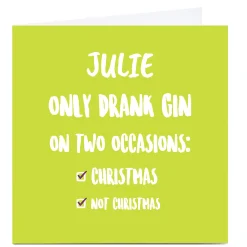 Card Factory Personalised Christmas Card - Gin Drinker