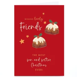 Sale Personalised Christmas Card - Christmas Puddings, Friends Christmas
