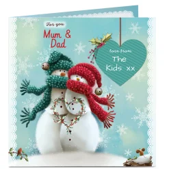 Card Factory Personalised Christmas Card - Mum & Dad Snow Couple