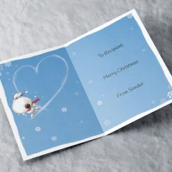 Best Personalised Christmas Card - Skating Animal Couple Christmas