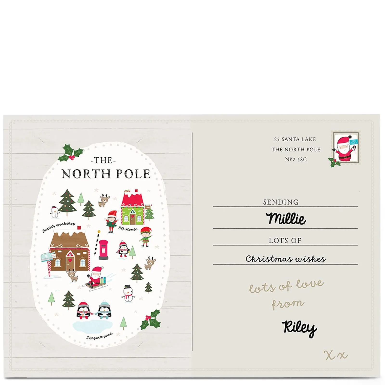 Sale Personalised Christmas Card - Postcard From The North Pole Christmas