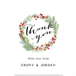 Online Personalised Christmas Card - Thank You Wreath Thank You|Christmas