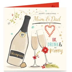 Sale Personalised Christmas Card - Be Merry, Mum and Dad Christmas