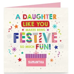 Discount Personalised Christmas Card - Bright Festive Fun, Daughter Premium Square|Christmas