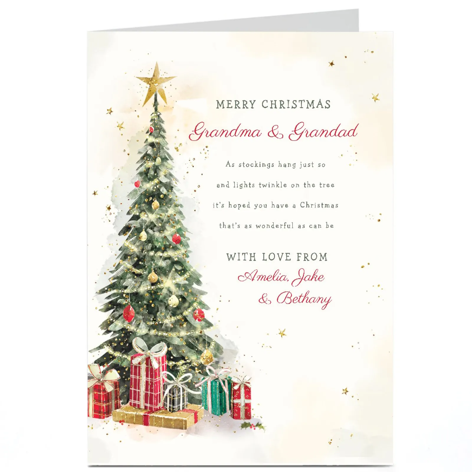 Best Personalised Christmas Card - Christmas Tree with Presents Christmas