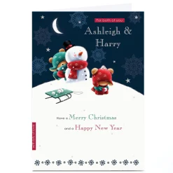 Sale Personalised Christmas Card - For Both Of You Snowball Fight Christmas
