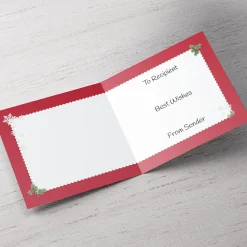 Sale Personalised Christmas Card - Robin Wreath Nan and Grandad Premium Square|Christmas