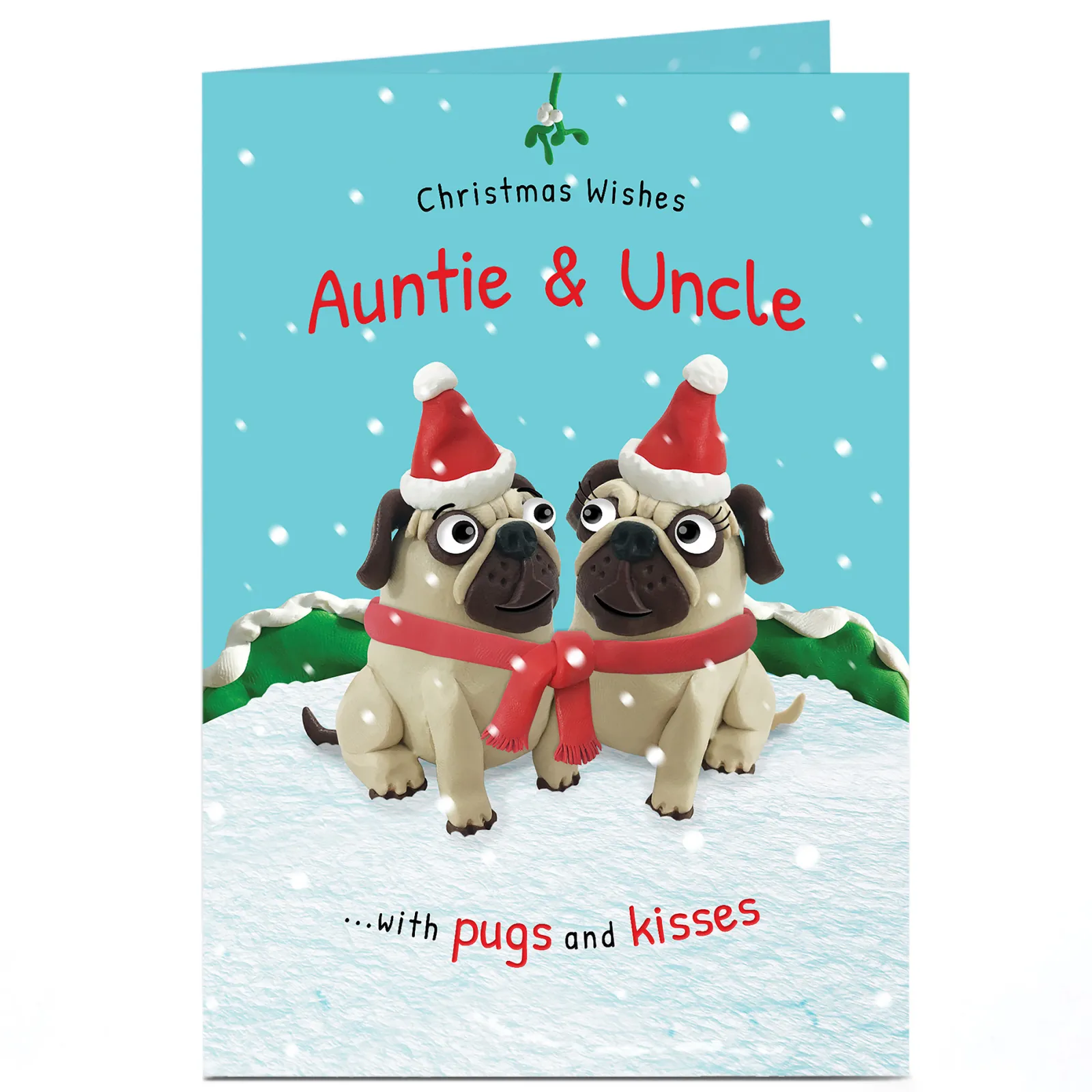 Card Factory Personalised Christmas Card - Pugs and Kisses Special Couple