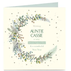 Card Factory Personalised Christmas Card - Crescent Wreath