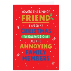 Clearance Personalised Christmas Card - Balance Out Annoying Family, Friend Funny|Christmas