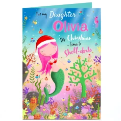 Sale Personalised Christmas Card - Christmas Mermaid, Daughter Christmas