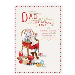 Sale Personalised Christmas Card - Santa Sat in Chair, Dad Christmas
