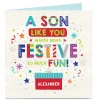 Outlet Personalised Christmas Card - Bright Festive Fun, Son Premium Square|Christmas