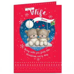 Best Personalised Christmas Card - Hugs Bear, To My Wife Christmas