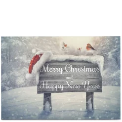 Best Personalised Christmas Card - Snowy Sign Merry Christmas and Happy New Year Christmas