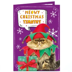 Clearance Personalised Christmas Card - Meowy Christmas Funny|Christmas