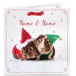Best Personalised Christmas Card - Festive Guinea Pigs Premium Square|Christmas