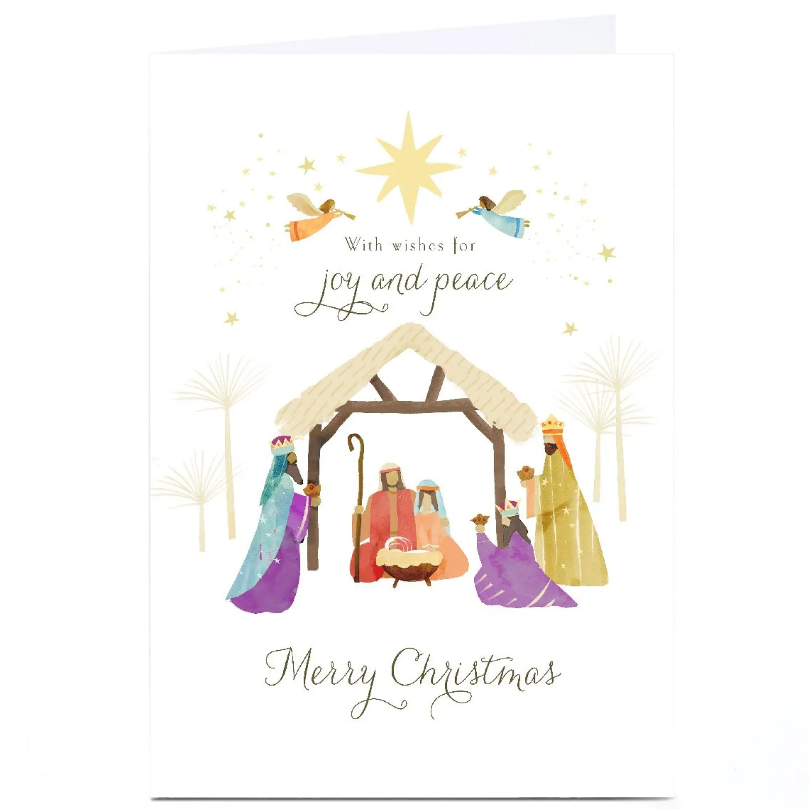 Best Personalised Christmas Card - With Wishes For Joy And Peace Christmas