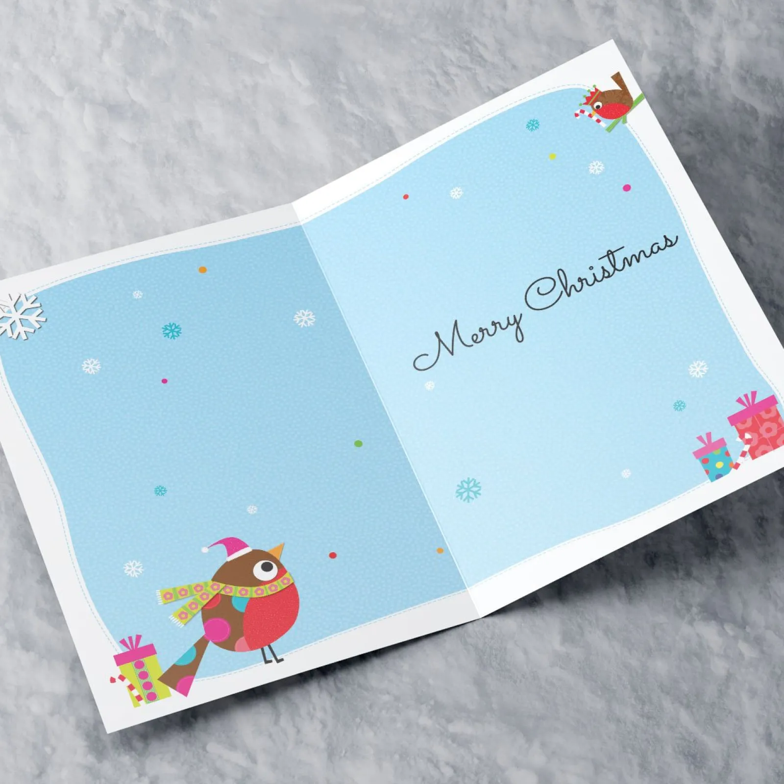 Sale Personalised Christmas Card - Cartoon Robin Christmas