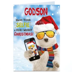 Card Factory Personalised Christmas Card - Have Your Selfie A Merry Christmas - Godson