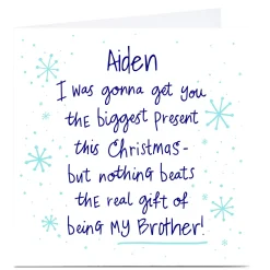 Card Factory Personalised Christmas Card - Brother The Real Gift