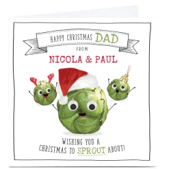 Card Factory Personalised Christmas Card - A Christmas To Sprout About Dad