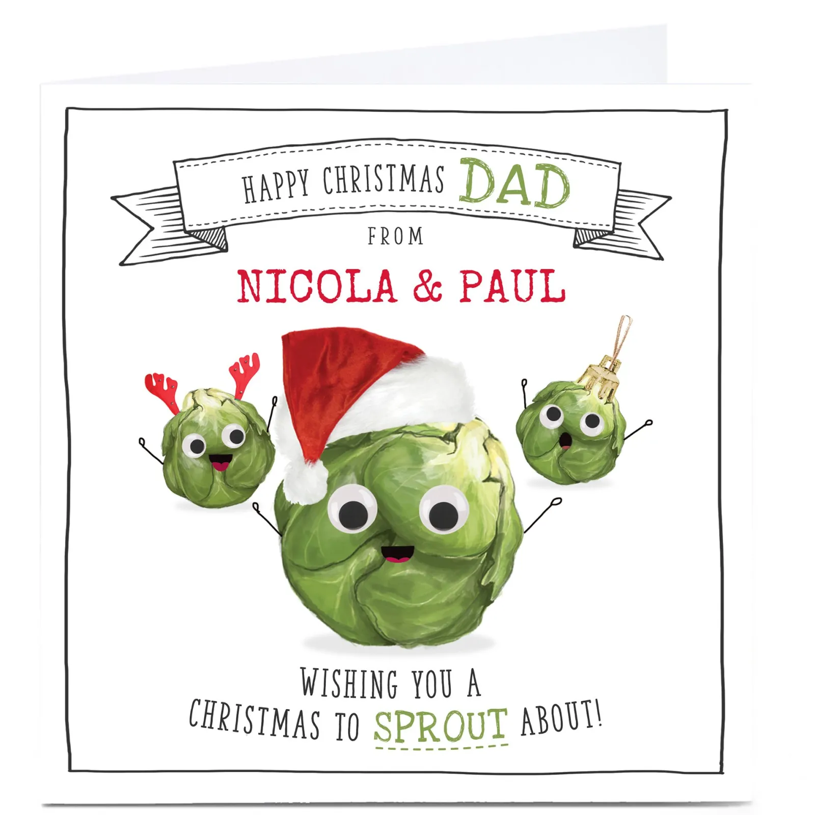 Card Factory Personalised Christmas Card - A Christmas To Sprout About Dad