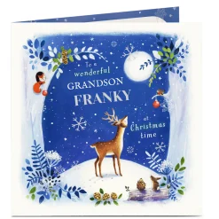 Card Factory Personalised Christmas Card - Festive Woodland Grandson