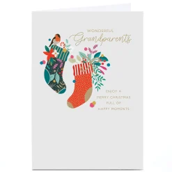 Sale Personalised Christmas Card - Grandparents Stockings Christmas
