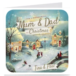 Online Personalised Christmas Card - Mum & Dad Wonderful Christmas Premium Square|Christmas