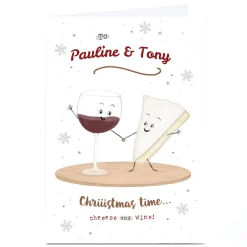 Outlet Personalised Christmas Card - Cheese and Wine Funny|Christmas