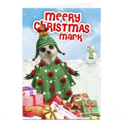 Card Factory Personalised Christmas Card - Meerkat Tree