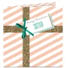 Clearance Personalised Christmas Card - Gold Glitter Present Sister Premium Square|Christmas