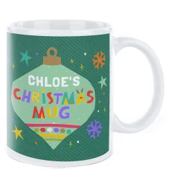 Kids Card Factory Personalised Christmas Mug - Christmas Tree and Bauble, Any Name