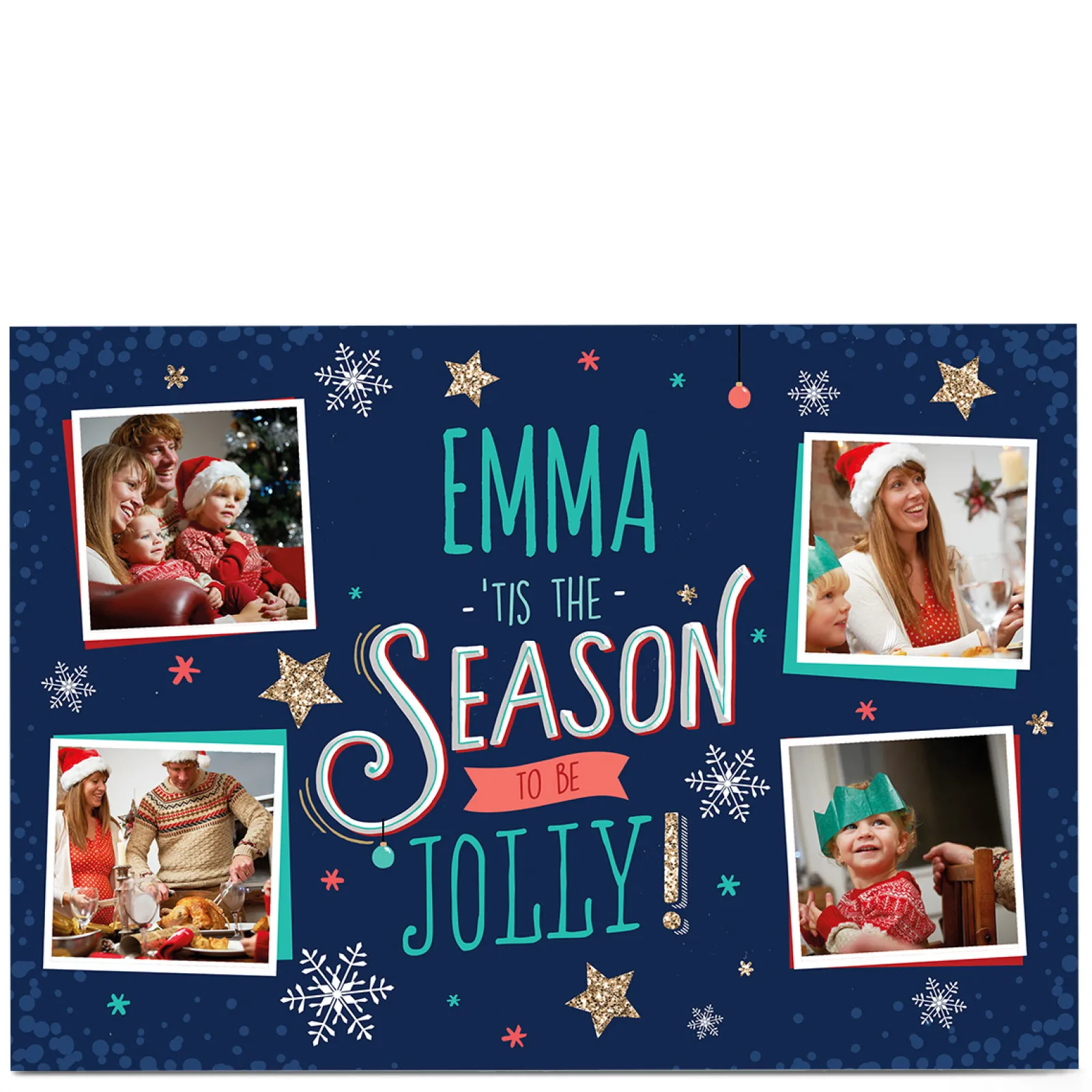 Card Factory Personalised Christmas Photo Card - Tis' The Season