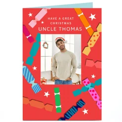 Card Factory Personalised Christmas Photo Card - Christmas Crackers