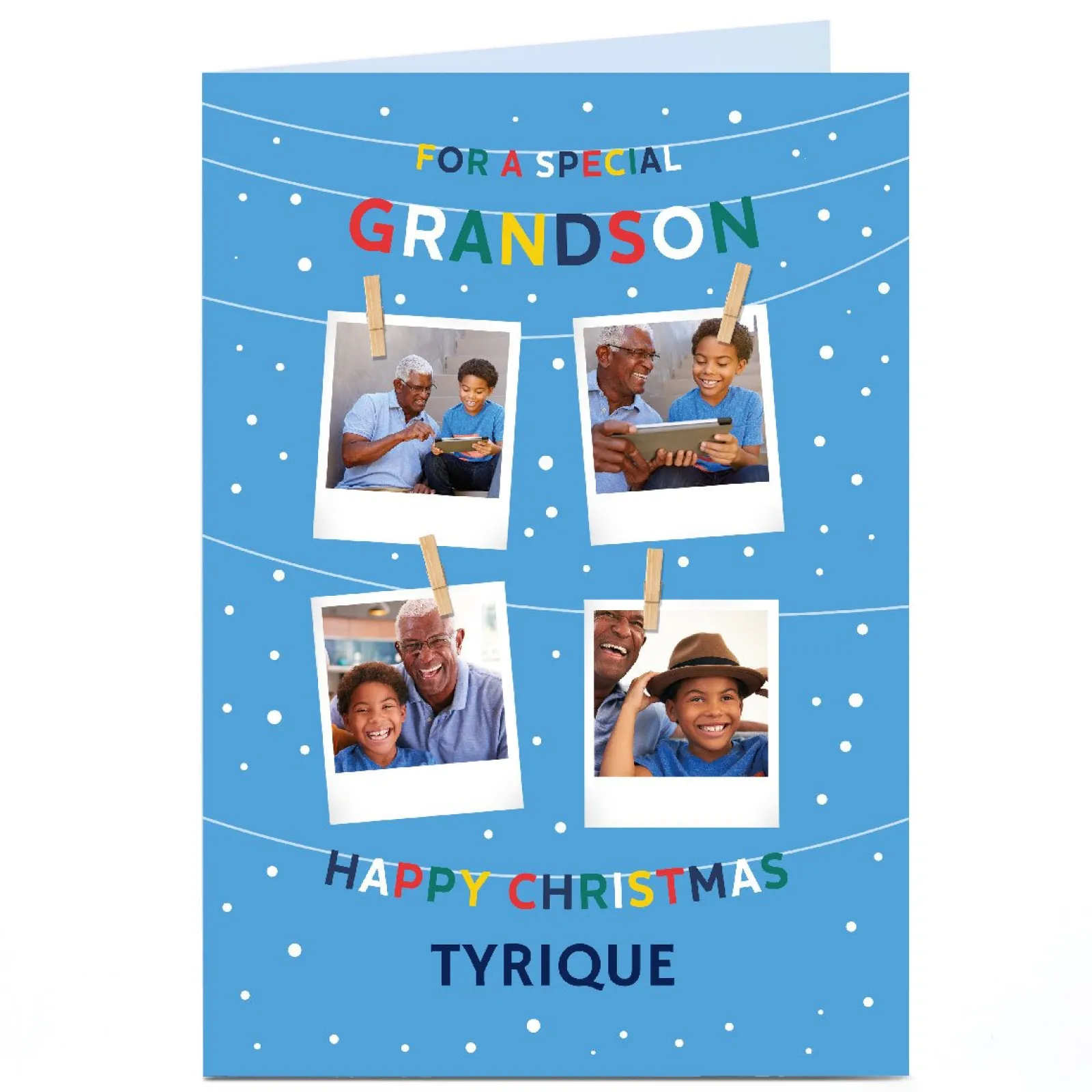 Card Factory Personalised Christmas Photo Card - For A Special Grandson Polaroids